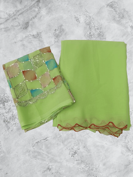 Kalpana Creation Georgette Solid Saree With Unstitched Blouse Piece ( Multicolor ) Kalpana Creation Georgette Solid Saree With Unstitched Blouse Piece ( Multicolor )