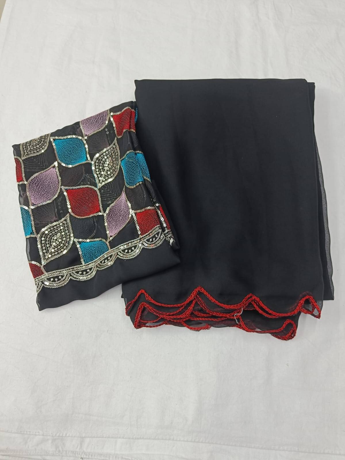 Kalpana Creation Georgette Solid Saree With Unstitched Blouse Piece ( Multicolor ) Kalpana Creation Georgette Solid Saree With Unstitched Blouse Piece ( Multicolor )