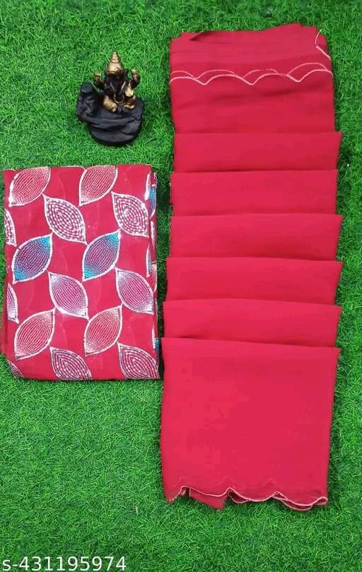     			Kalpana Creation Georgette Solid Saree With Unstitched Blouse Piece ( Multicolor )