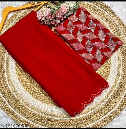 Kalpana Creation Georgette Solid Saree With Unstitched Blouse Piece ( Multicolor ) Kalpana Creation Georgette Solid Saree With Unstitched Blouse Piece ( Multicolor )