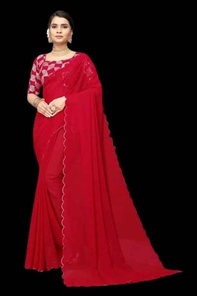 Kalpana Creation Georgette Solid Saree With Unstitched Blouse Piece ( Multicolor )     			Kalpana Creation Georgette Solid Saree With Unstitched Blouse Piece ( Multicolor )