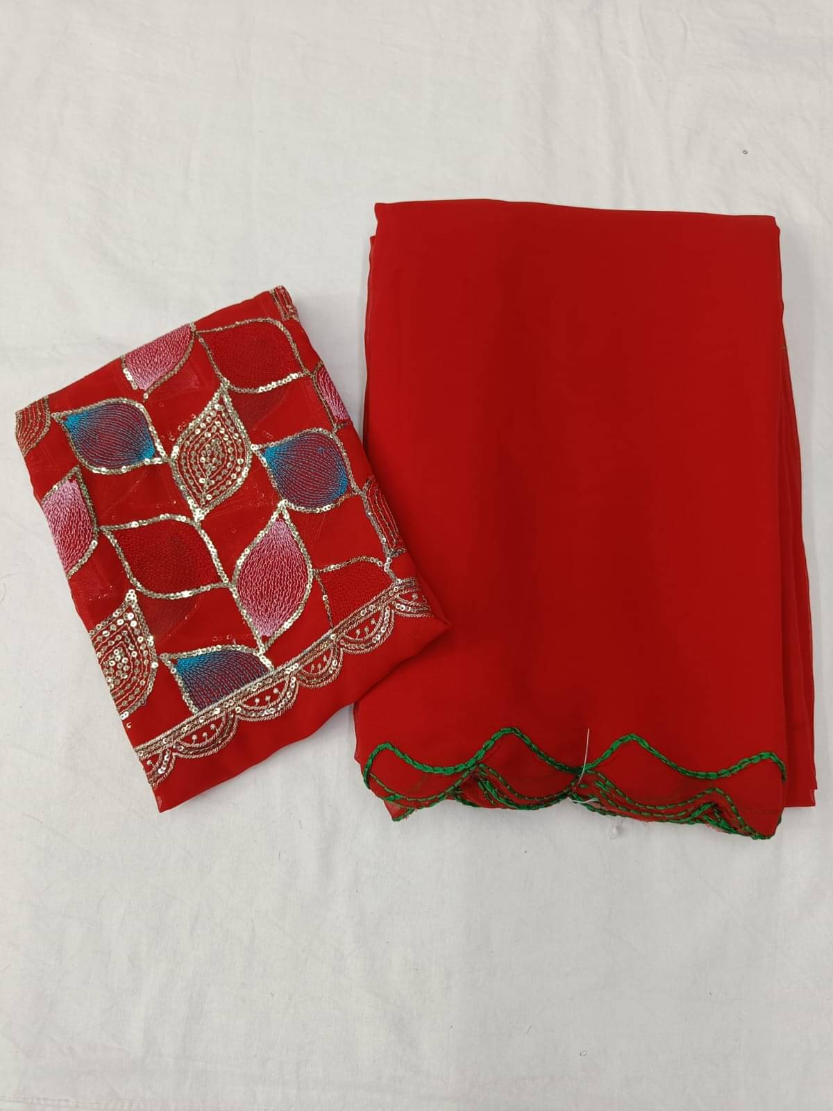 Kalpana Creation Georgette Solid Saree With Unstitched Blouse Piece ( Multicolor ) Kalpana Creation Georgette Solid Saree With Unstitched Blouse Piece ( Multicolor )
