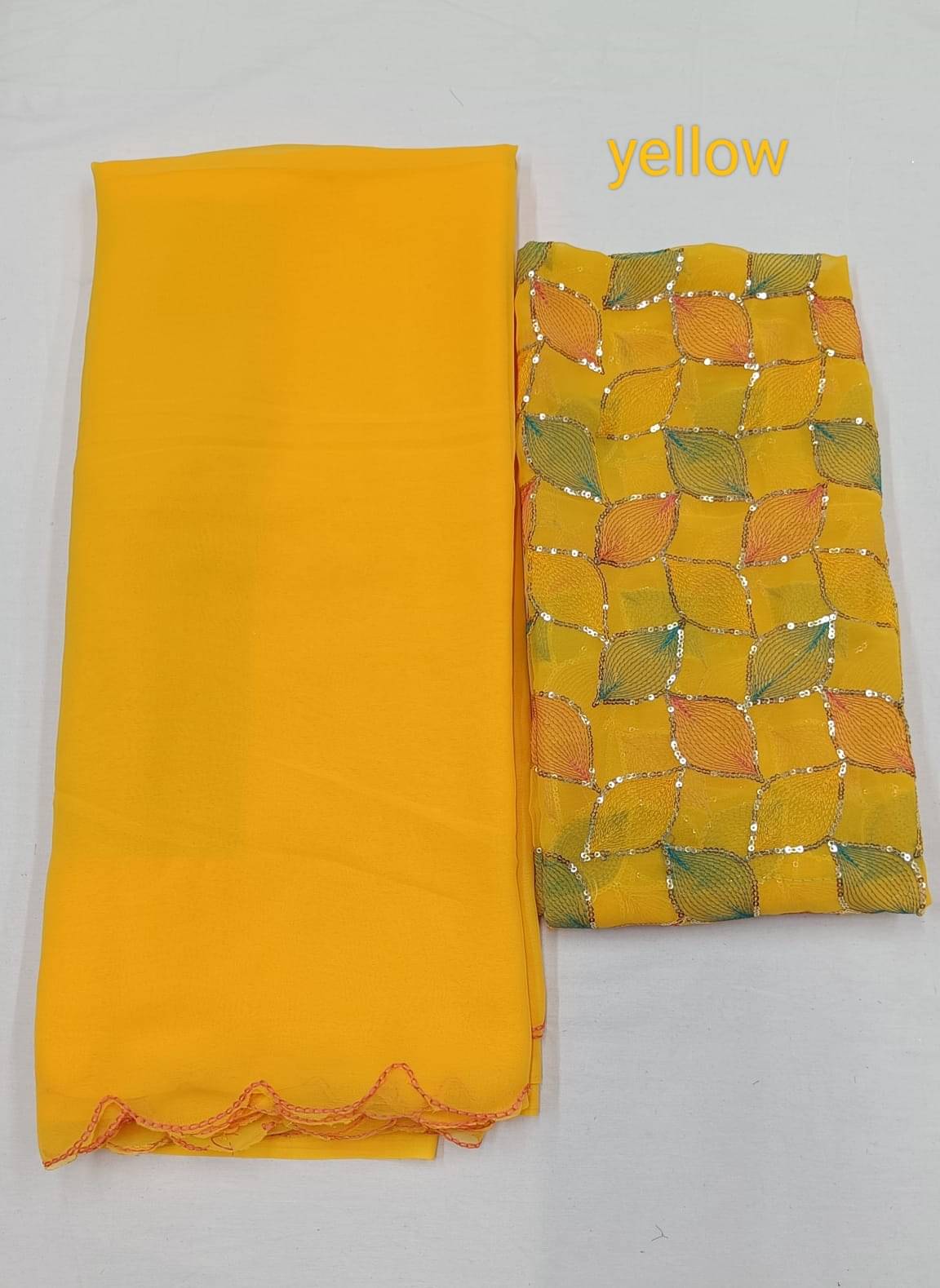 Kalpana Creation Georgette Solid Saree With Unstitched Blouse Piece ( Multicolor ) Kalpana Creation Georgette Solid Saree With Unstitched Blouse Piece ( Multicolor )