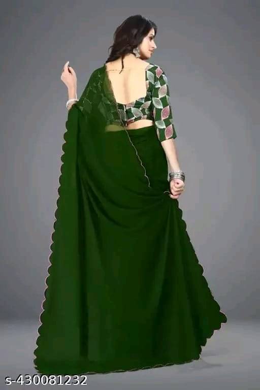 Kalpana Creation Georgette Solid Saree With Unstitched Blouse Piece ( Multicolor ) Kalpana Creation Georgette Solid Saree With Unstitched Blouse Piece ( Multicolor )