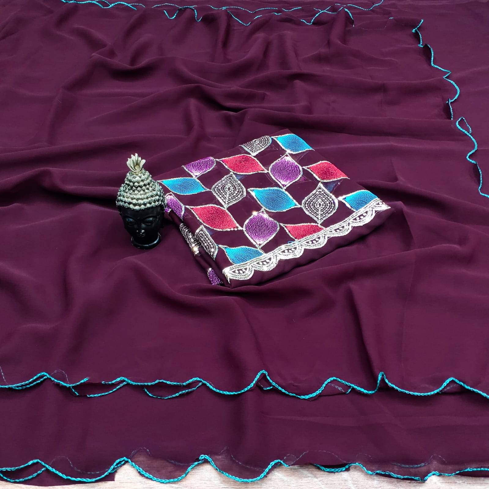 Kalpana Creation Georgette Solid Saree With Unstitched Blouse Piece ( Multicolor ) Kalpana Creation Georgette Solid Saree With Unstitched Blouse Piece ( Multicolor )