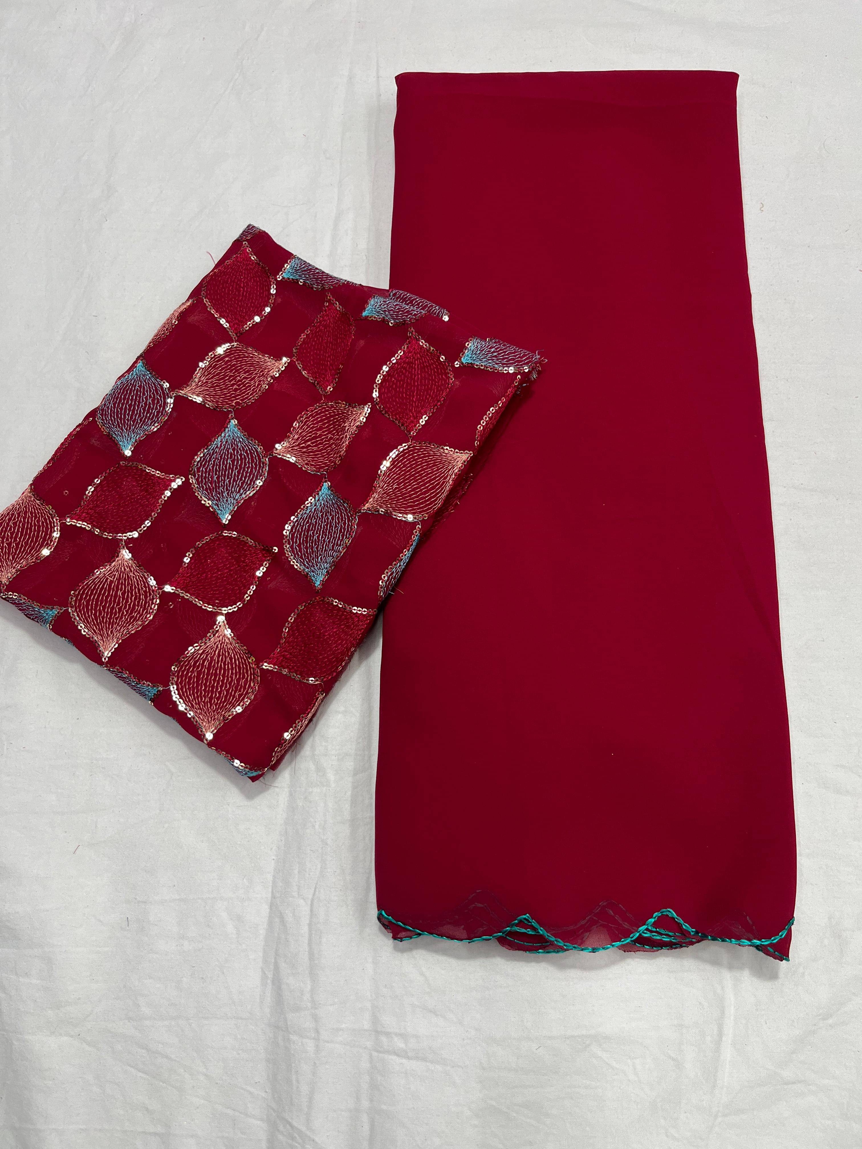 Kalpana Creation Georgette Solid Saree With Unstitched Blouse Piece ( Multicolor ) Kalpana Creation Georgette Solid Saree With Unstitched Blouse Piece ( Multicolor )