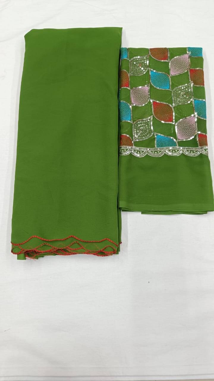 Kalpana Creation Georgette Solid Saree With Unstitched Blouse Piece ( Multicolor ) Kalpana Creation Georgette Solid Saree With Unstitched Blouse Piece ( Multicolor )