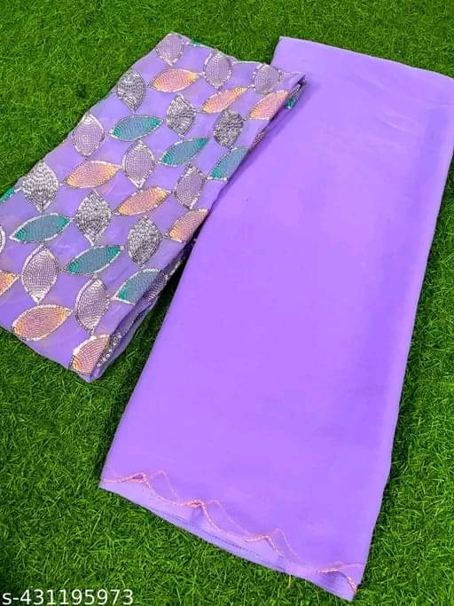 Kalpana Creation Georgette Solid Saree With Unstitched Blouse Piece ( Multicolor ) Kalpana Creation Georgette Solid Saree With Unstitched Blouse Piece ( Multicolor )