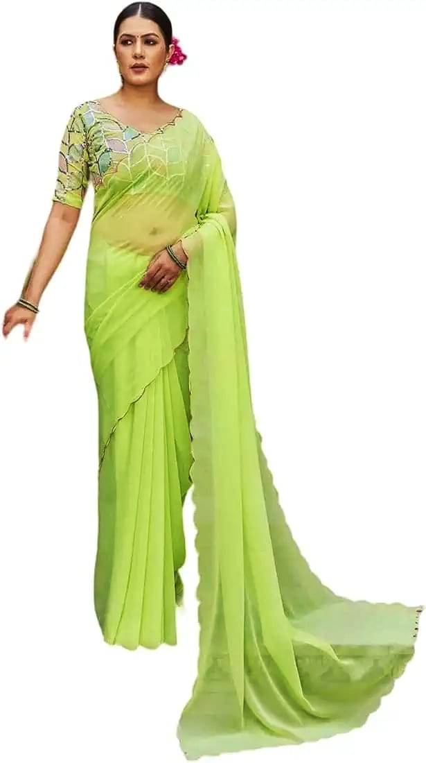 Kalpana Creation Georgette Solid Saree With Unstitched Blouse Piece ( Multicolor ) Kalpana Creation Georgette Solid Saree With Unstitched Blouse Piece ( Multicolor )