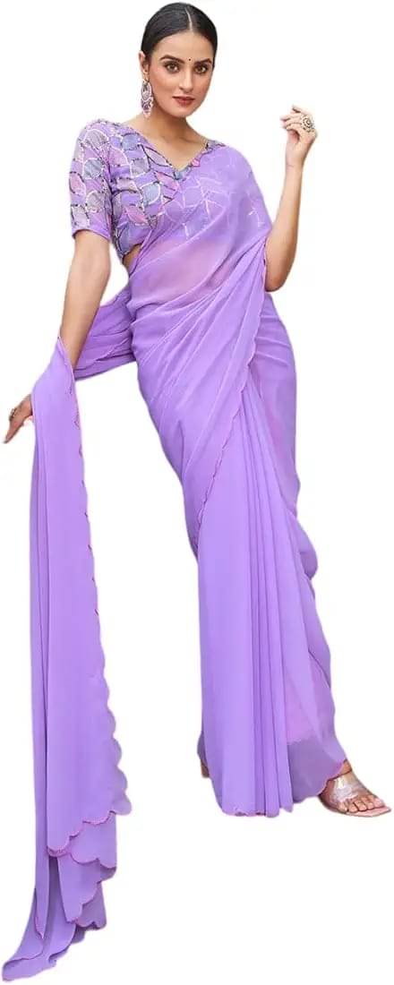     			Kalpana Creation Georgette Solid Saree With Unstitched Blouse Piece ( Multicolor )