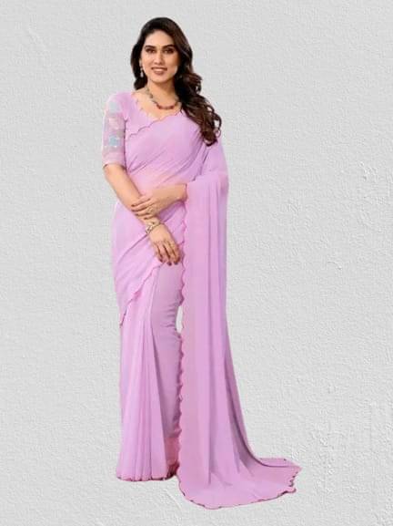 Kalpana Creation Georgette Solid Saree With Unstitched Blouse Piece ( Multicolor ) Kalpana Creation Georgette Solid Saree With Unstitched Blouse Piece ( Multicolor )