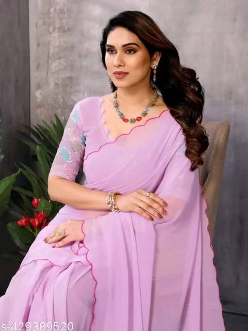     			Kalpana Creation Georgette Solid Saree With Unstitched Blouse Piece ( Multicolor )