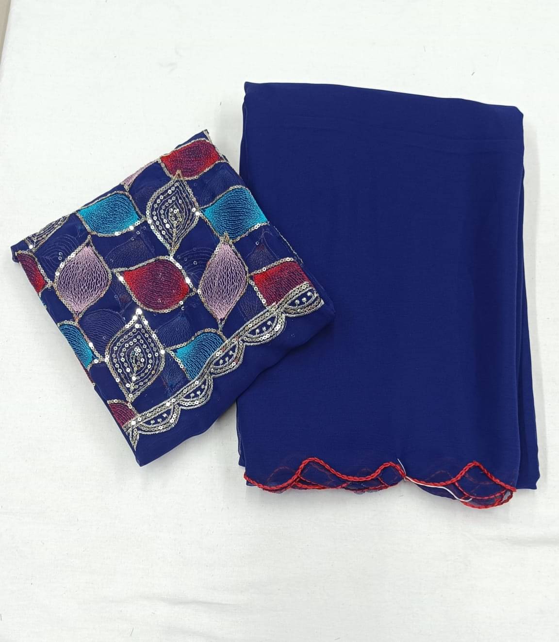 Kalpana Creation Georgette Solid Saree With Unstitched Blouse Piece ( Multicolor ) Kalpana Creation Georgette Solid Saree With Unstitched Blouse Piece ( Multicolor )