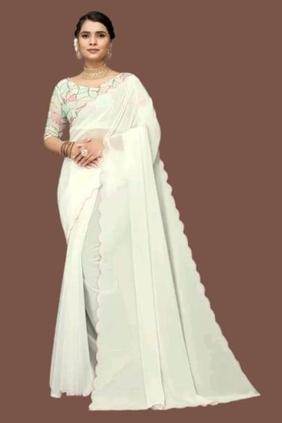 Kalpana Creation Georgette Solid Saree With Unstitched Blouse Piece ( Multicolor ) Kalpana Creation Georgette Solid Saree With Unstitched Blouse Piece ( Multicolor )