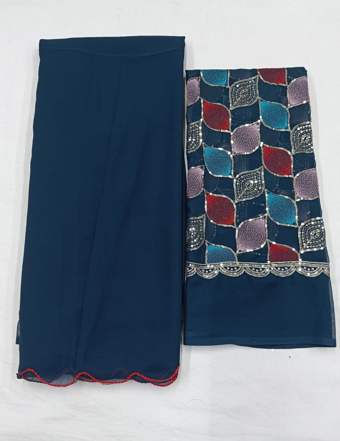 Kalpana Creation Georgette Solid Saree With Unstitched Blouse Piece ( Multicolor )     			Kalpana Creation Georgette Solid Saree With Unstitched Blouse Piece ( Multicolor )