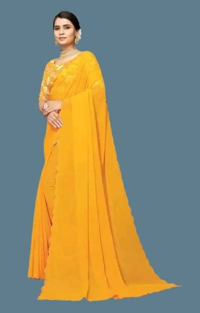 Kalpana Creation Georgette Solid Saree With Unstitched Blouse Piece ( Multicolor ) Kalpana Creation Georgette Solid Saree With Unstitched Blouse Piece ( Multicolor )