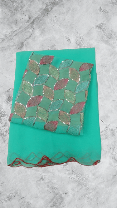 Kalpana Creation Georgette Solid Saree With Unstitched Blouse Piece ( Multicolor )     			Kalpana Creation Georgette Solid Saree With Unstitched Blouse Piece ( Multicolor )