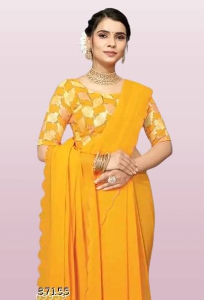     			Kalpana Creation Georgette Solid Saree With Unstitched Blouse Piece ( Multicolor )