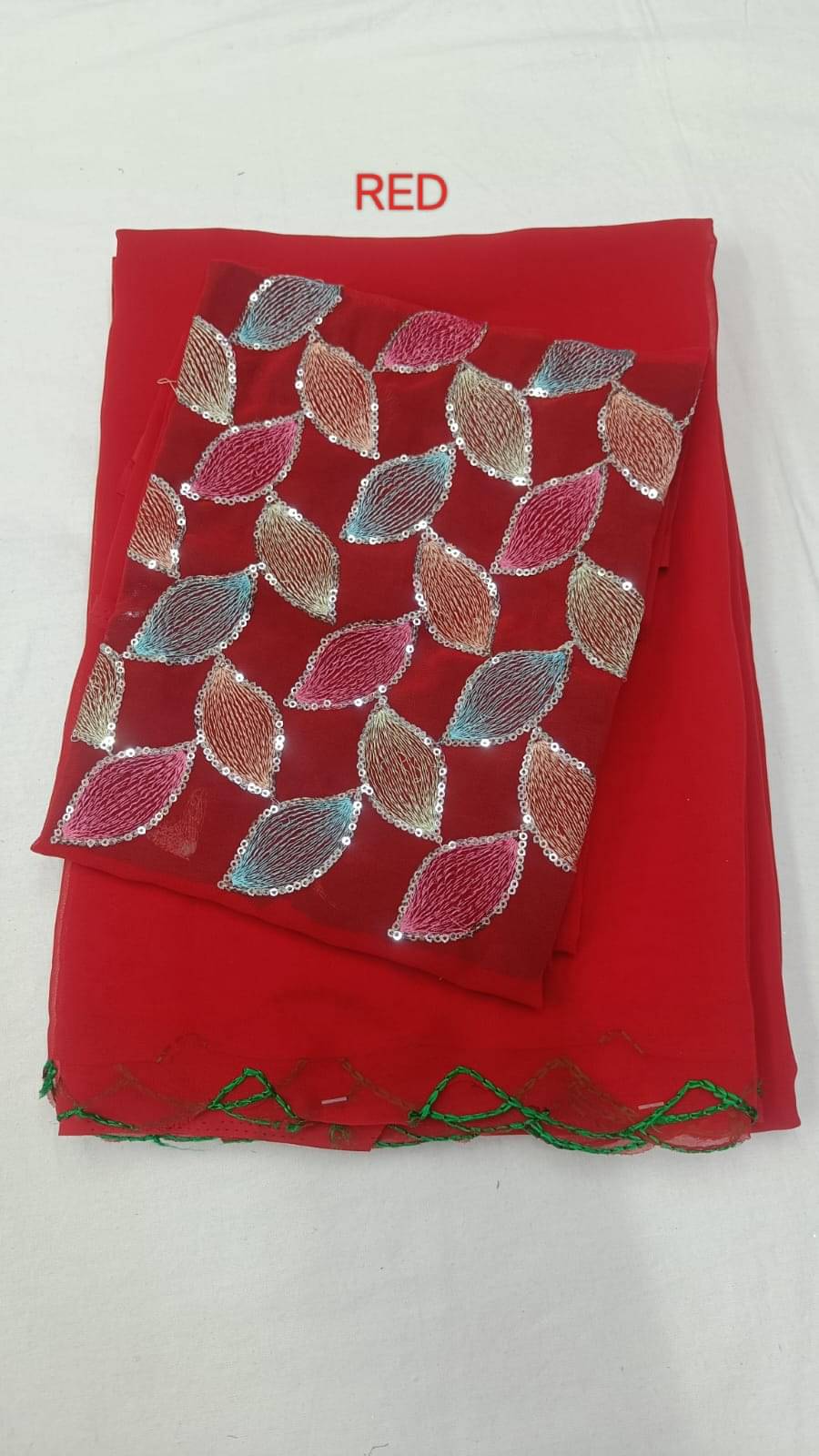 Kalpana Creation Georgette Solid Saree With Unstitched Blouse Piece ( Multicolor ) Kalpana Creation Georgette Solid Saree With Unstitched Blouse Piece ( Multicolor )