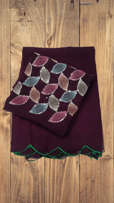 Kalpana Creation Georgette Solid Saree With Unstitched Blouse Piece ( Multicolor )     			Kalpana Creation Georgette Solid Saree With Unstitched Blouse Piece ( Multicolor )