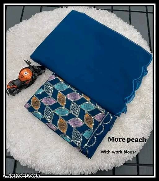     			Kalpana Creation Georgette Solid Saree With Unstitched Blouse Piece ( Multicolor )