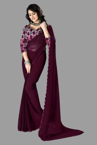     			Kalpana Creation Georgette Solid Saree With Unstitched Blouse Piece ( Multicolor )