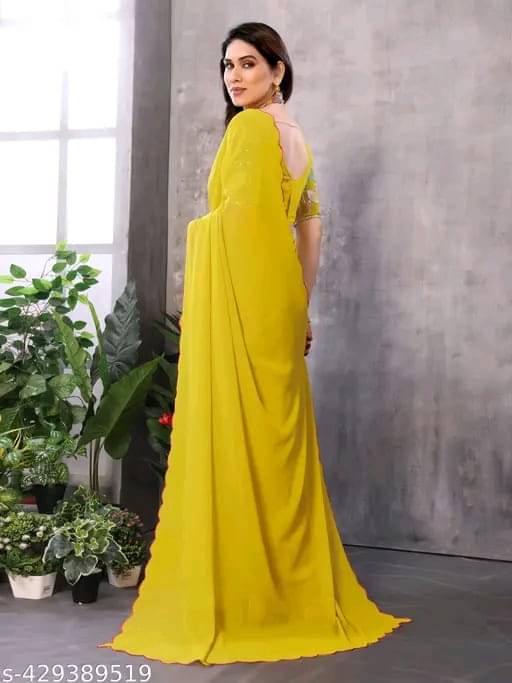    			Kalpana Creation Georgette Solid Saree With Unstitched Blouse Piece ( Multicolor )