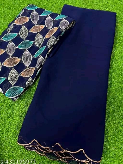 Kalpana Creation Georgette Solid Saree With Unstitched Blouse Piece ( Multicolor ) Kalpana Creation Georgette Solid Saree With Unstitched Blouse Piece ( Multicolor )