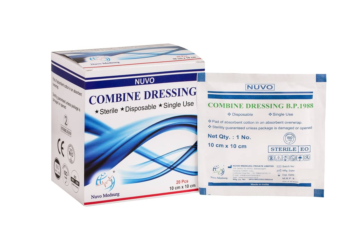     			NUVO MEDSURG Sterile Combine Dressing Pads 10Cm X 10Cm - 20 Pcs Dressing Pads