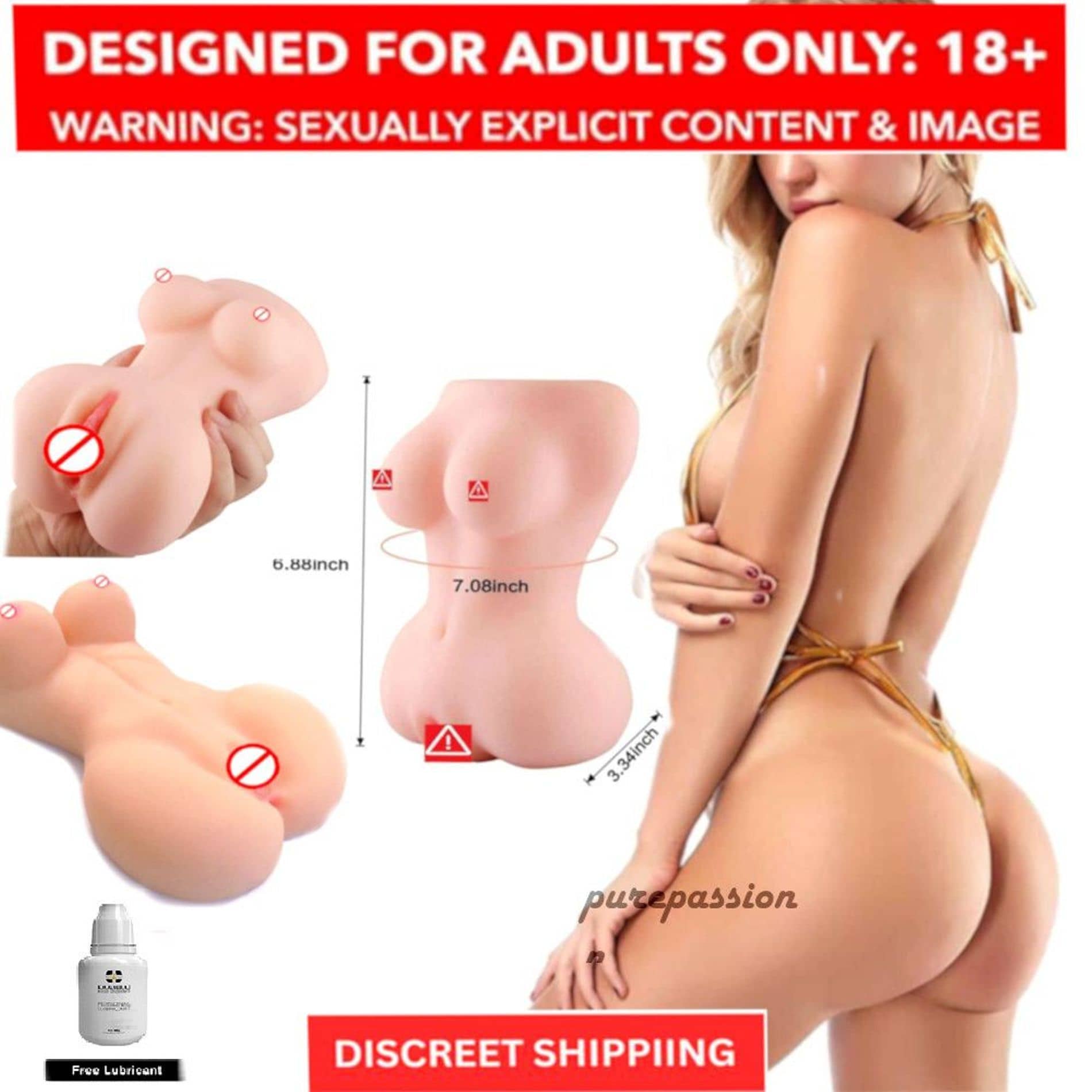 PASSION LADY- MINI DOLL STYLE PUSSY & BREAST SILICONE MALE MASTURBATOR BY CRAZYNYT