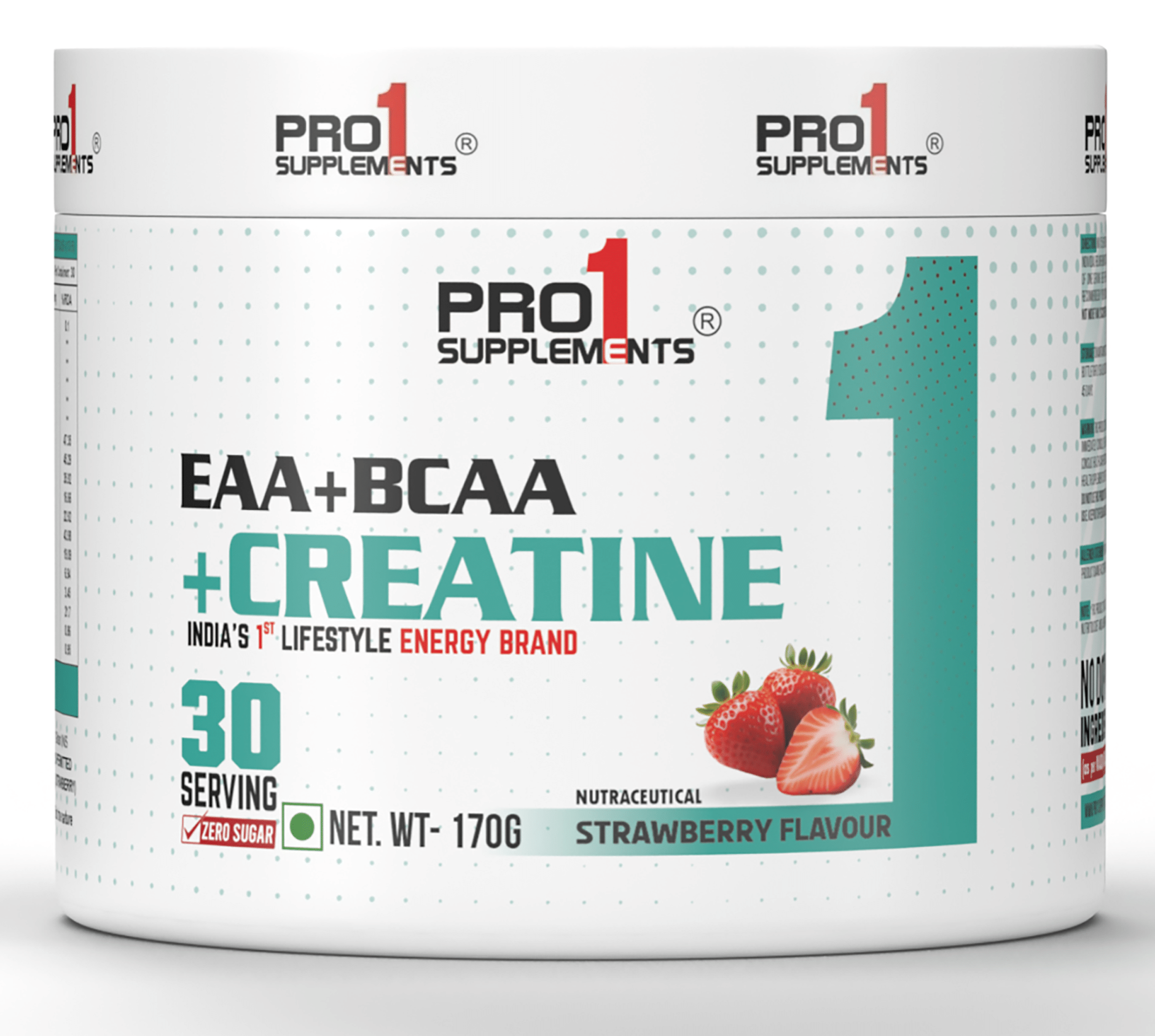     			PRO 1 SUPPLEMENTS EAA+BCAA+Creatine supplement powder Strawberry 170 gm