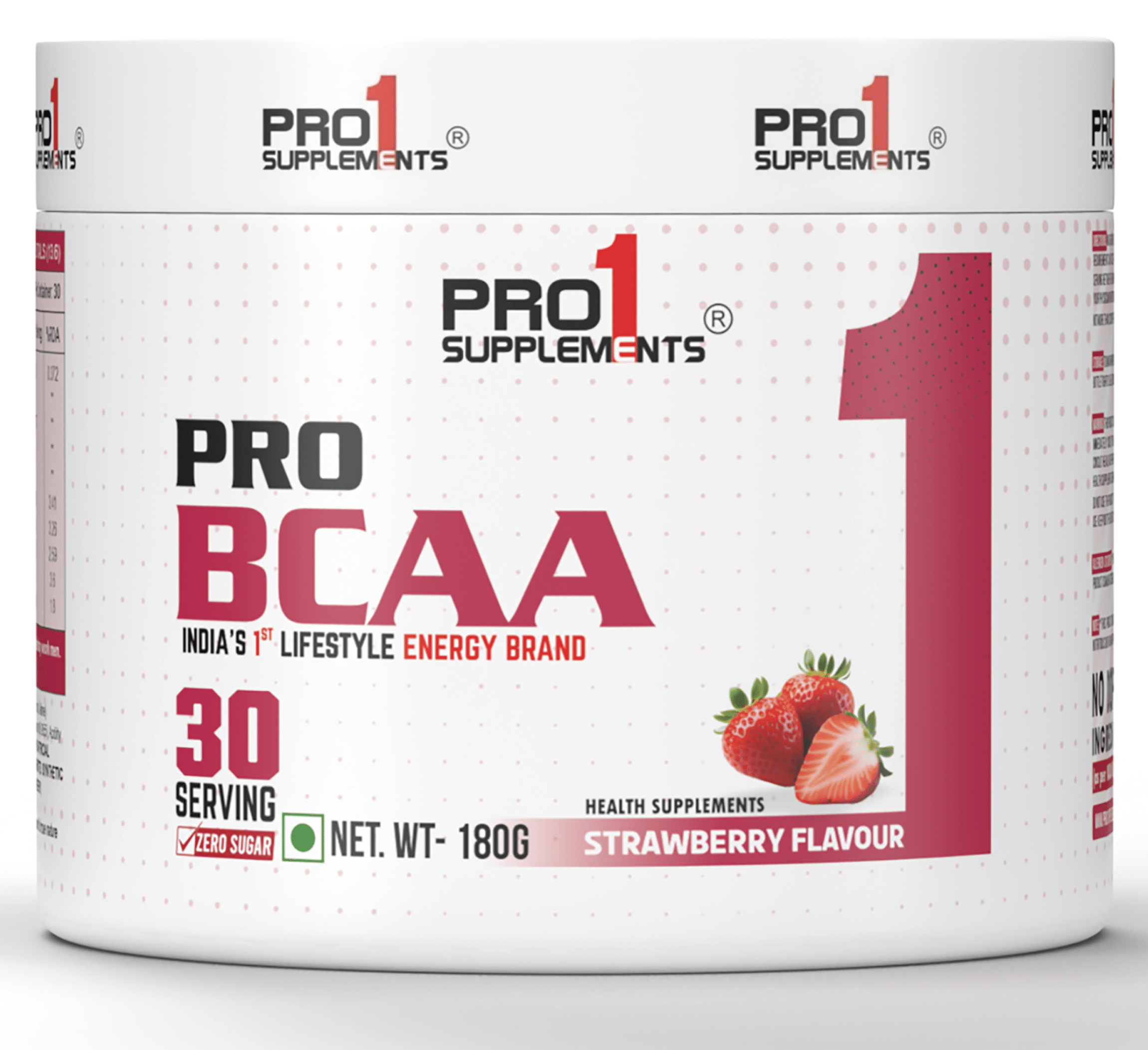 PRO 1 SUPPLEMENTS Pro BCAA Strawberry 180 gm PRO 1 SUPPLEMENTS Pro BCAA Strawberry 180 gm