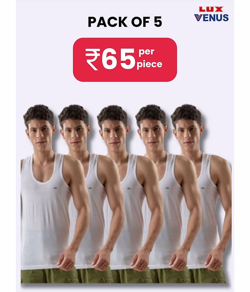 lux venus Pack of 5 Cotton Undershirt For Men ( White ) - Nightwear & Loungewear | Buy online on ZillyBuy
