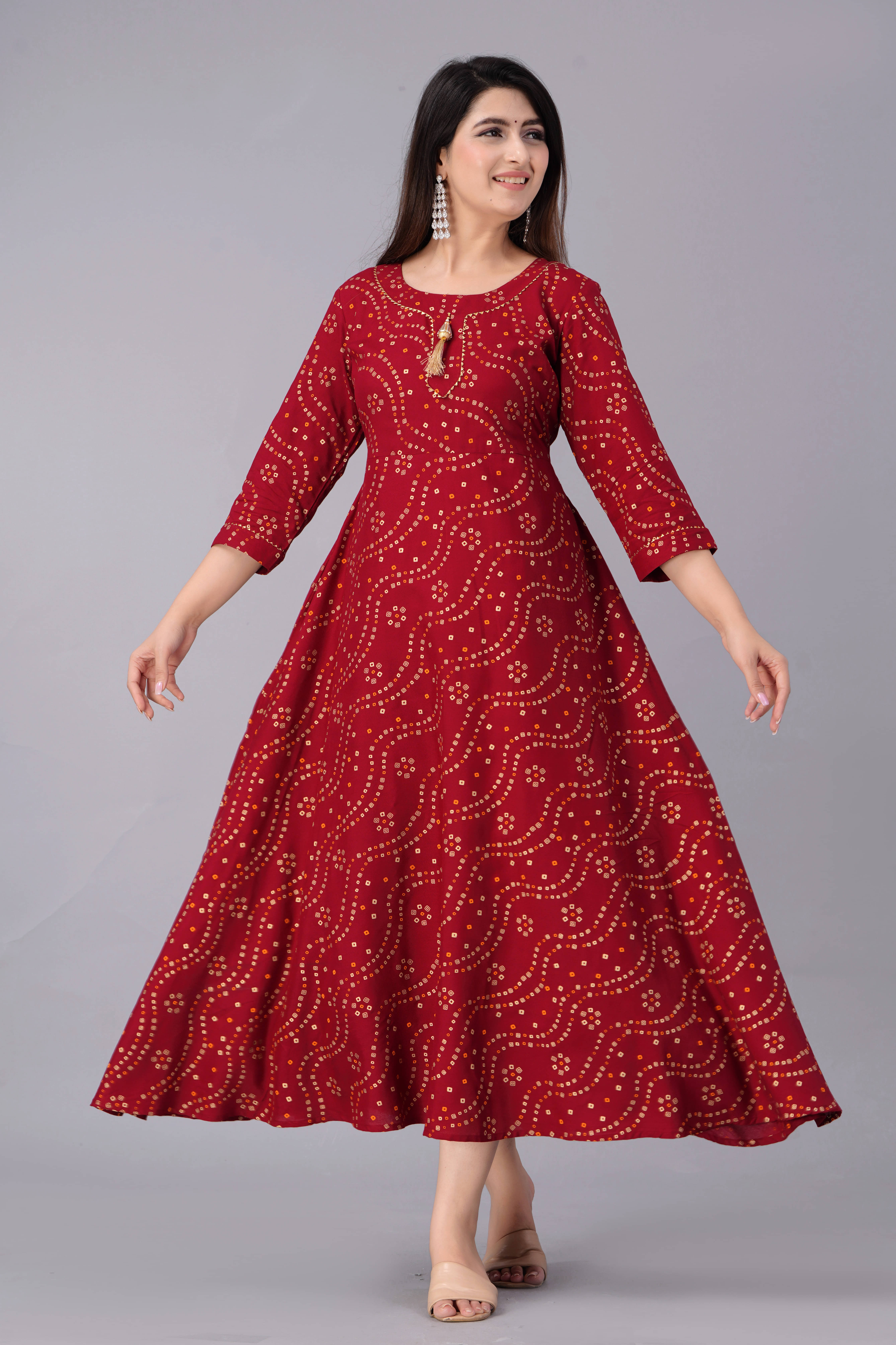 SIPET Rayon Printed Anarkali Women's Kurti - Coral ( Pack of 1 ) SIPET Rayon Printed Anarkali Women's Kurti - Coral ( Pack of 1 )