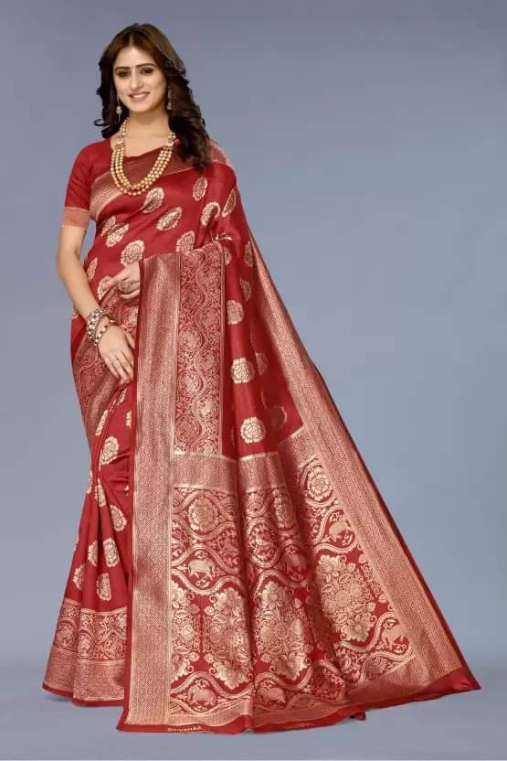     			Saadhvi Silk Embellished Saree With Unstitched Blouse Piece ( Maroon )
