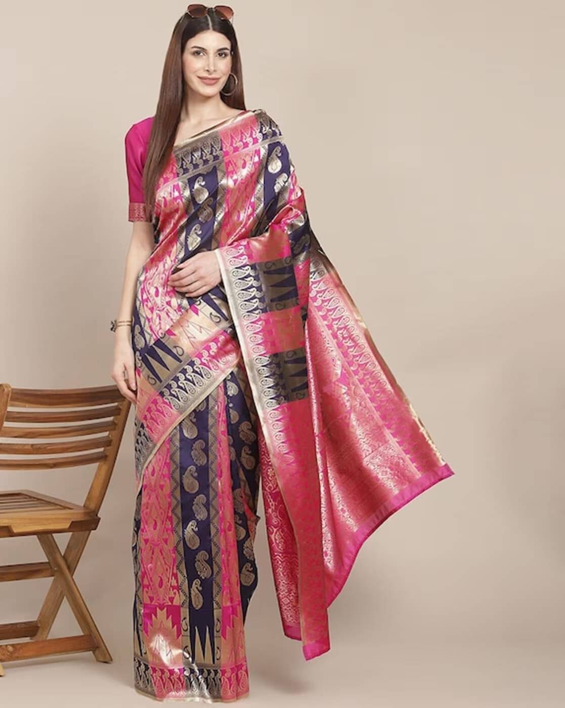     			Saadhvi Art Silk Printed Saree With Unstitched Blouse Piece ( Multicolor )
