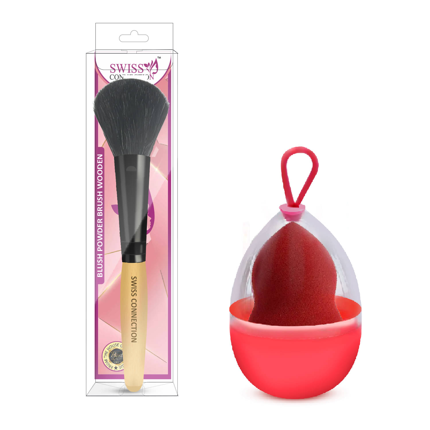     			Swiss Connection Synthetic Foundation Brush,Blusher Brush 2 Pcs 150 g