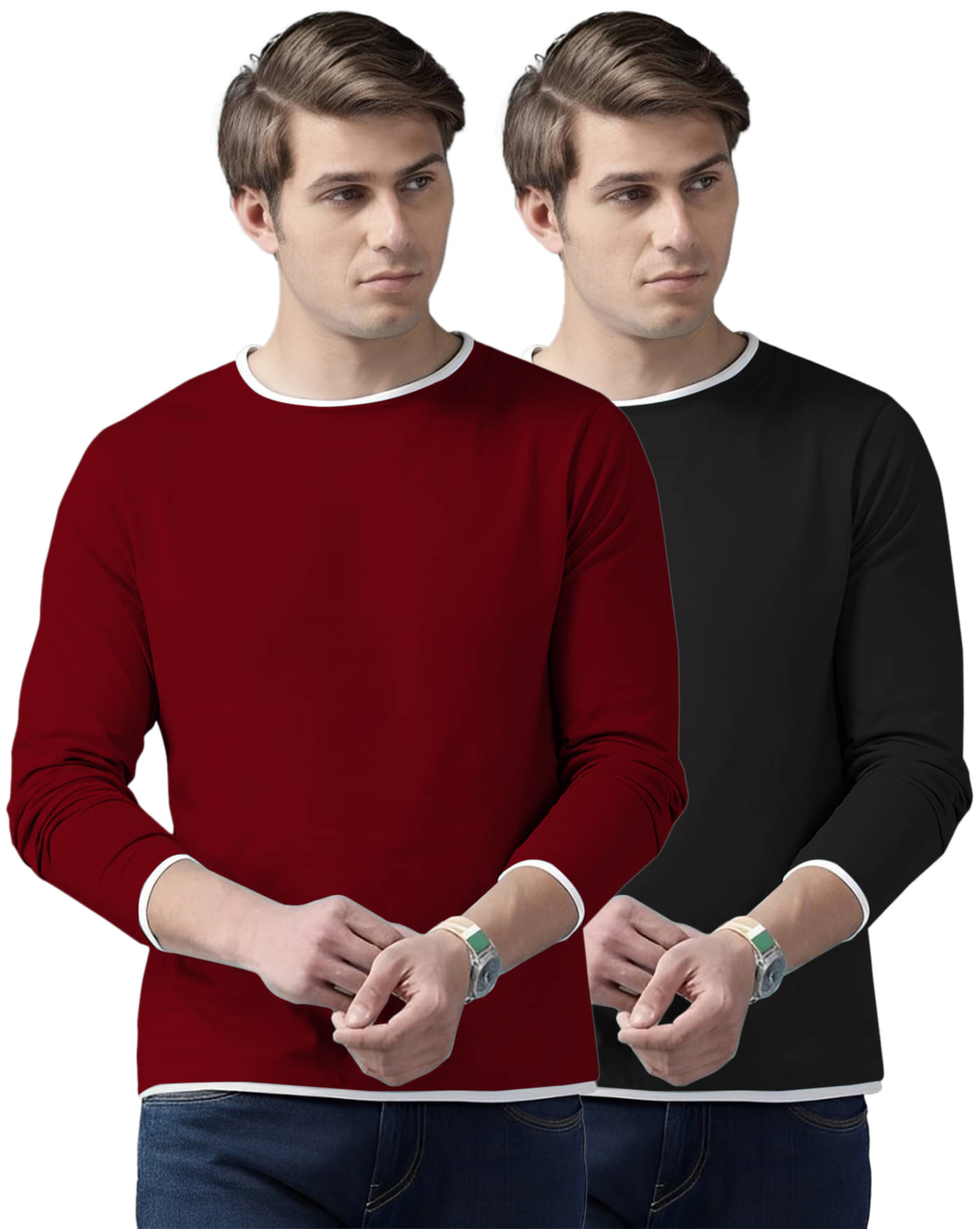     			AUSK Pack of 2 Cotton Blend Regular Fit Men's T-Shirt ( Black )