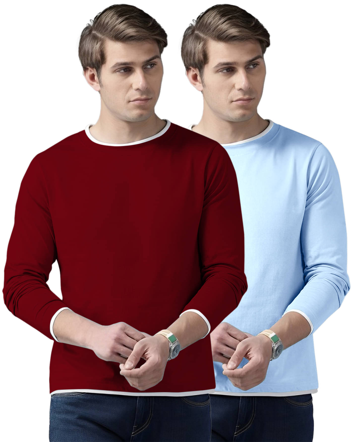     			AUSK Pack of 2 Cotton Blend Regular Fit Men's T-Shirt ( Aqua Blue )