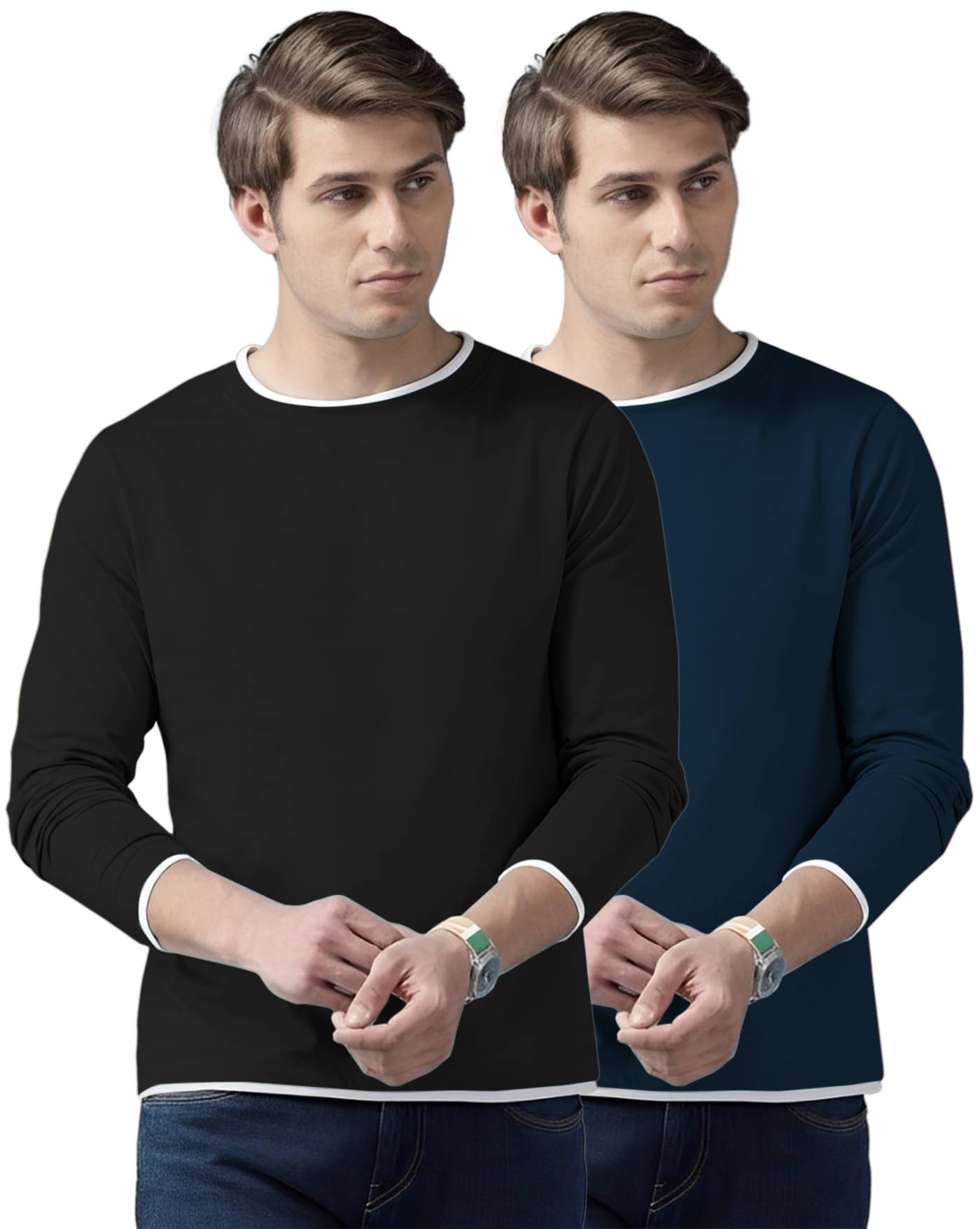     			AUSK Pack of 2 Cotton Blend Regular Fit Men's T-Shirt ( Black )