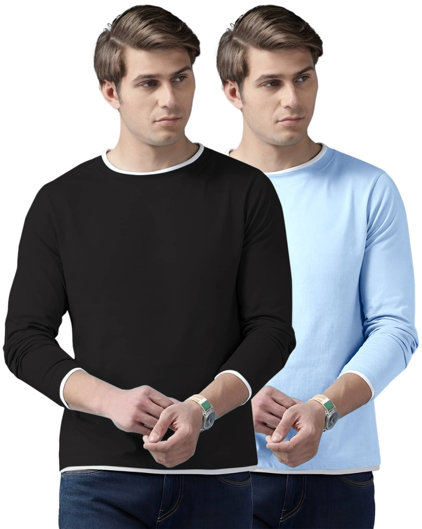     			AUSK Pack of 2 Cotton Blend Regular Fit Men's T-Shirt ( Aqua Blue )