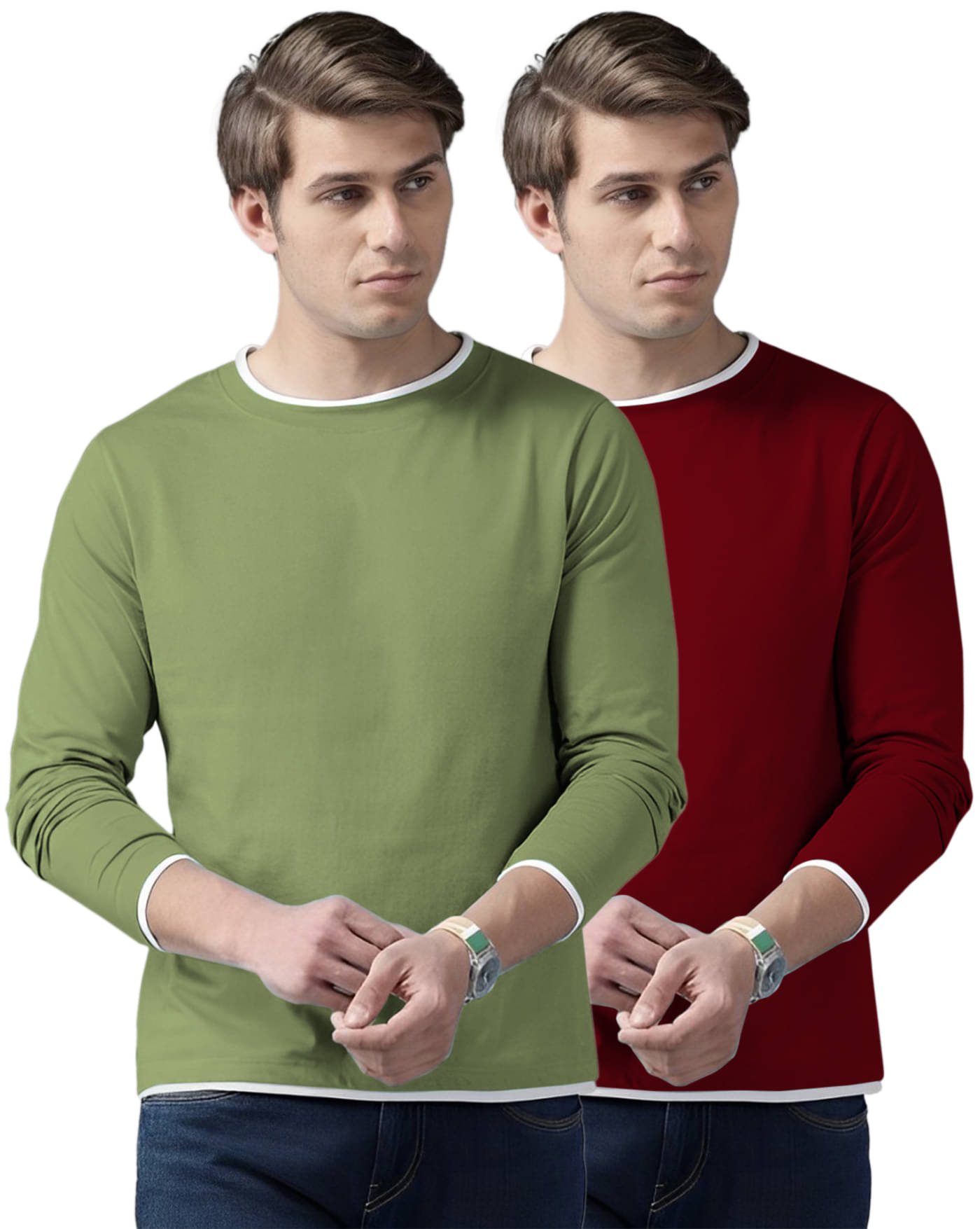 AUSK Pack of 2 Cotton Blend Regular Fit Men's T-Shirt ( Maroon ) AUSK Pack of 2 Cotton Blend Regular Fit Men's T-Shirt ( Maroon )