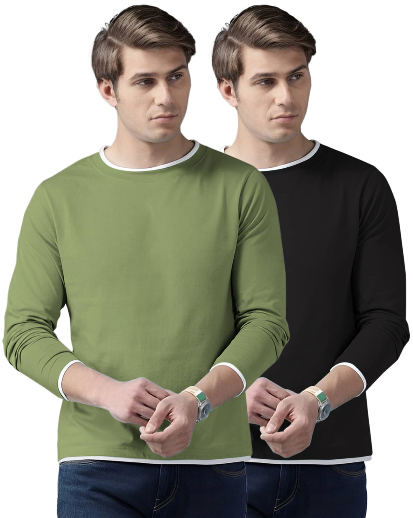     			AUSK Pack of 2 Cotton Blend Regular Fit Men's T-Shirt ( Black )