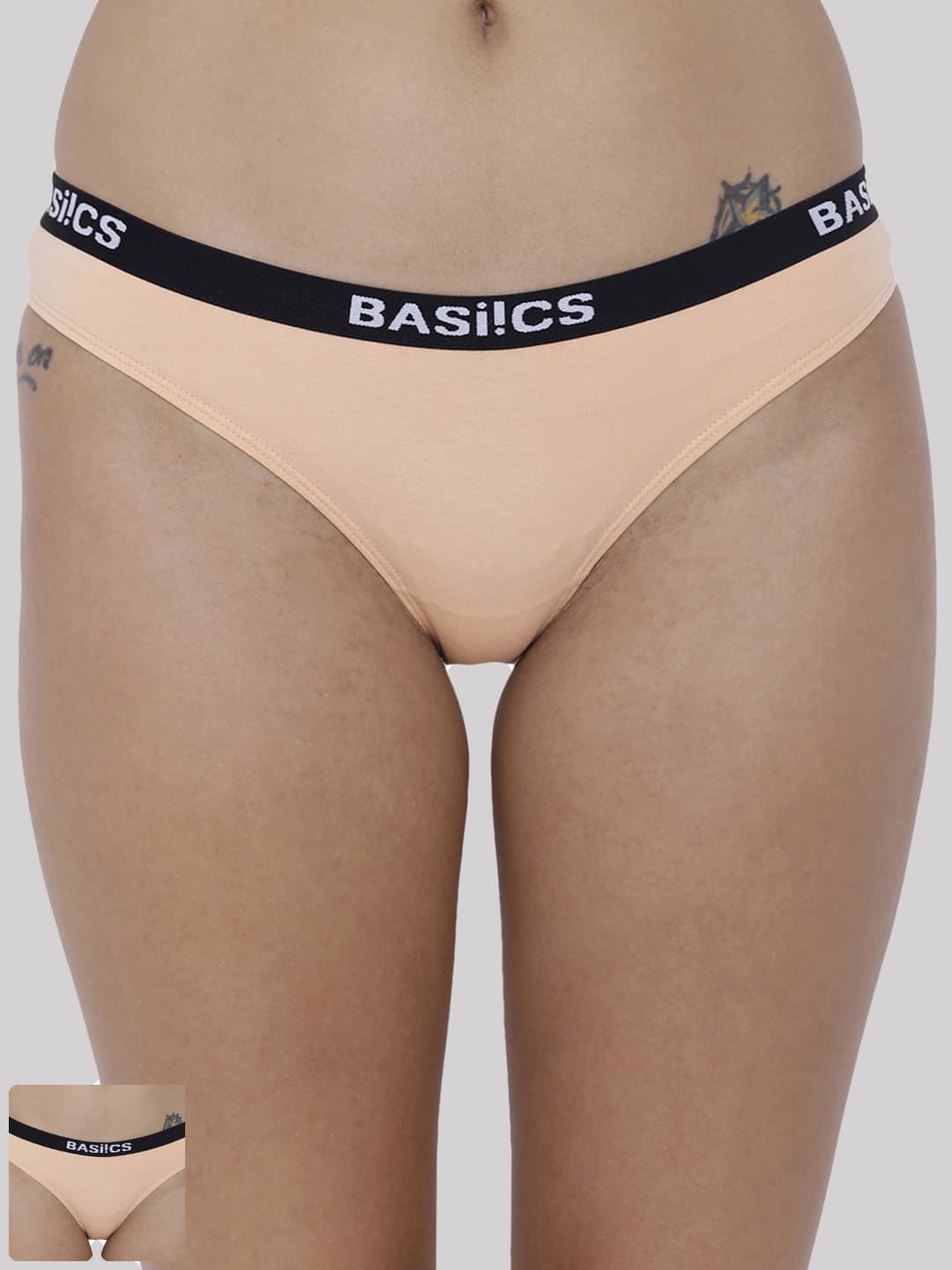 BASIICS By La Intimo Pack of 2 Cotton Lycra Solid Women's Bikini ( Beige ) BASIICS By La Intimo Pack of 2 Cotton Lycra Solid Women's Bikini ( Beige )