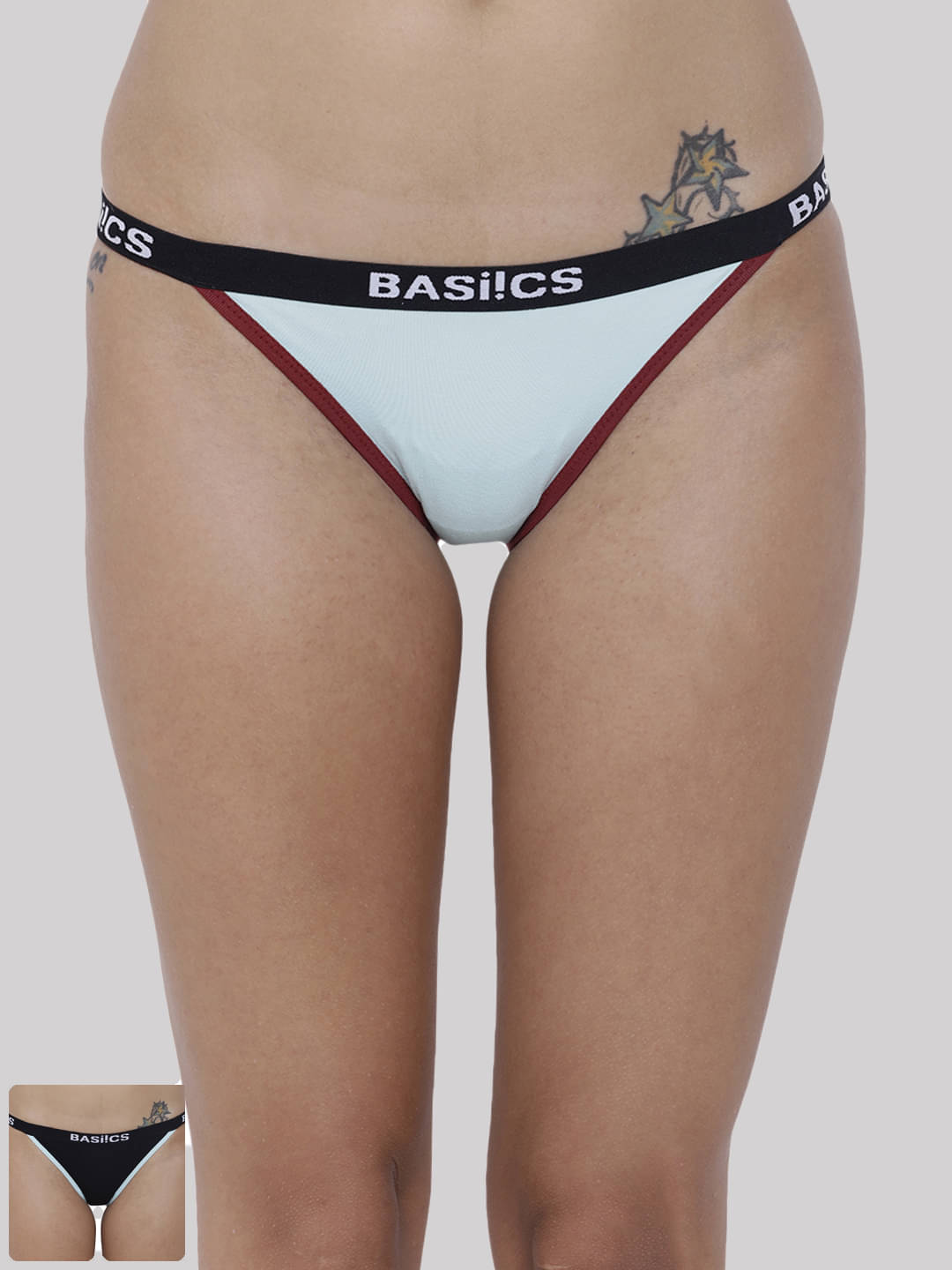 BASIICS By La Intimo Pack of 2 Cotton Lycra Solid Women's Bikini ( Multicolor ) BASIICS By La Intimo Pack of 2 Cotton Lycra Solid Women's Bikini ( Multicolor )