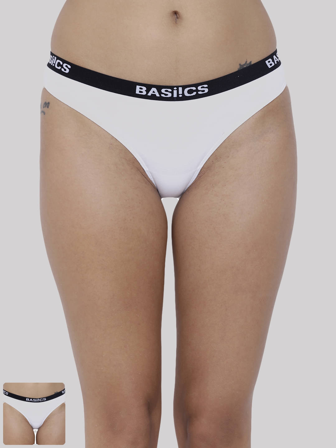 BASIICS By La Intimo Pack of 2 Cotton Lycra Solid Women's Bikini ( White ) BASIICS By La Intimo Pack of 2 Cotton Lycra Solid Women's Bikini ( White )