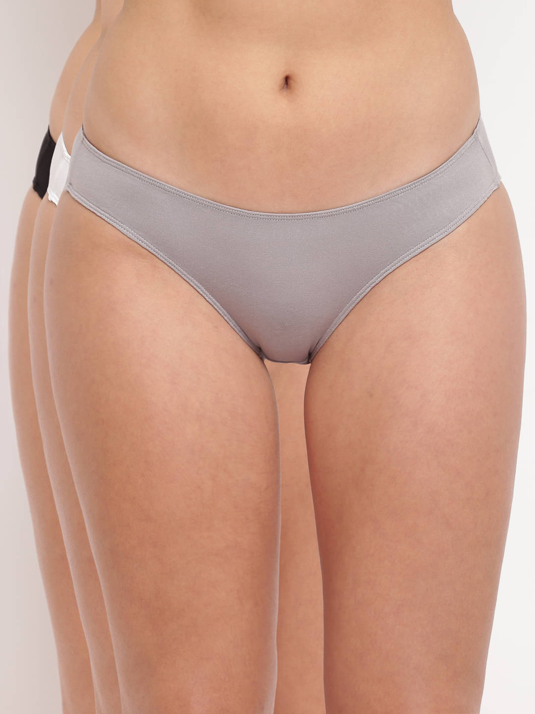 BASIICS By La Intimo Pack of 3 Cotton Lycra Solid Women's Bikini ( Multicolor ) BASIICS By La Intimo Pack of 3 Cotton Lycra Solid Women's Bikini ( Multicolor )