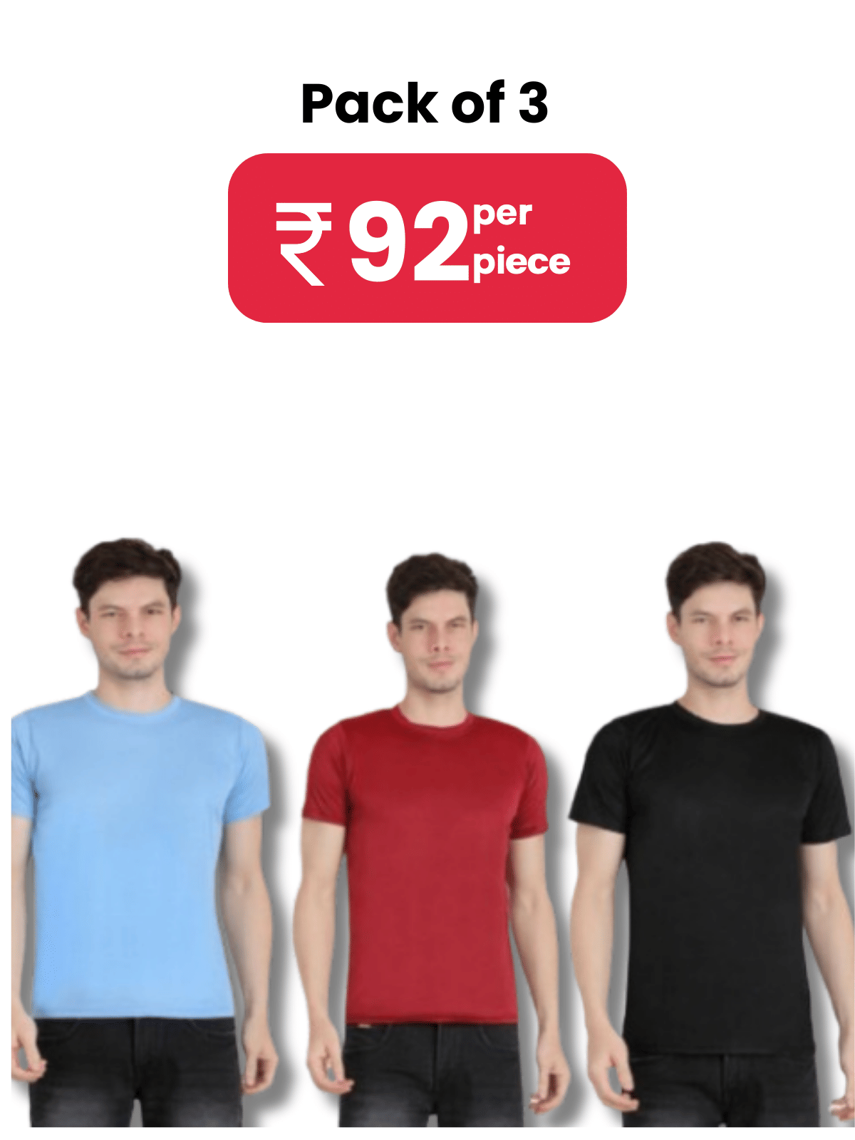    			Ben Toi Pack of 3 Polyester Regular Fit Men's T-Shirt ( Sky Blue )