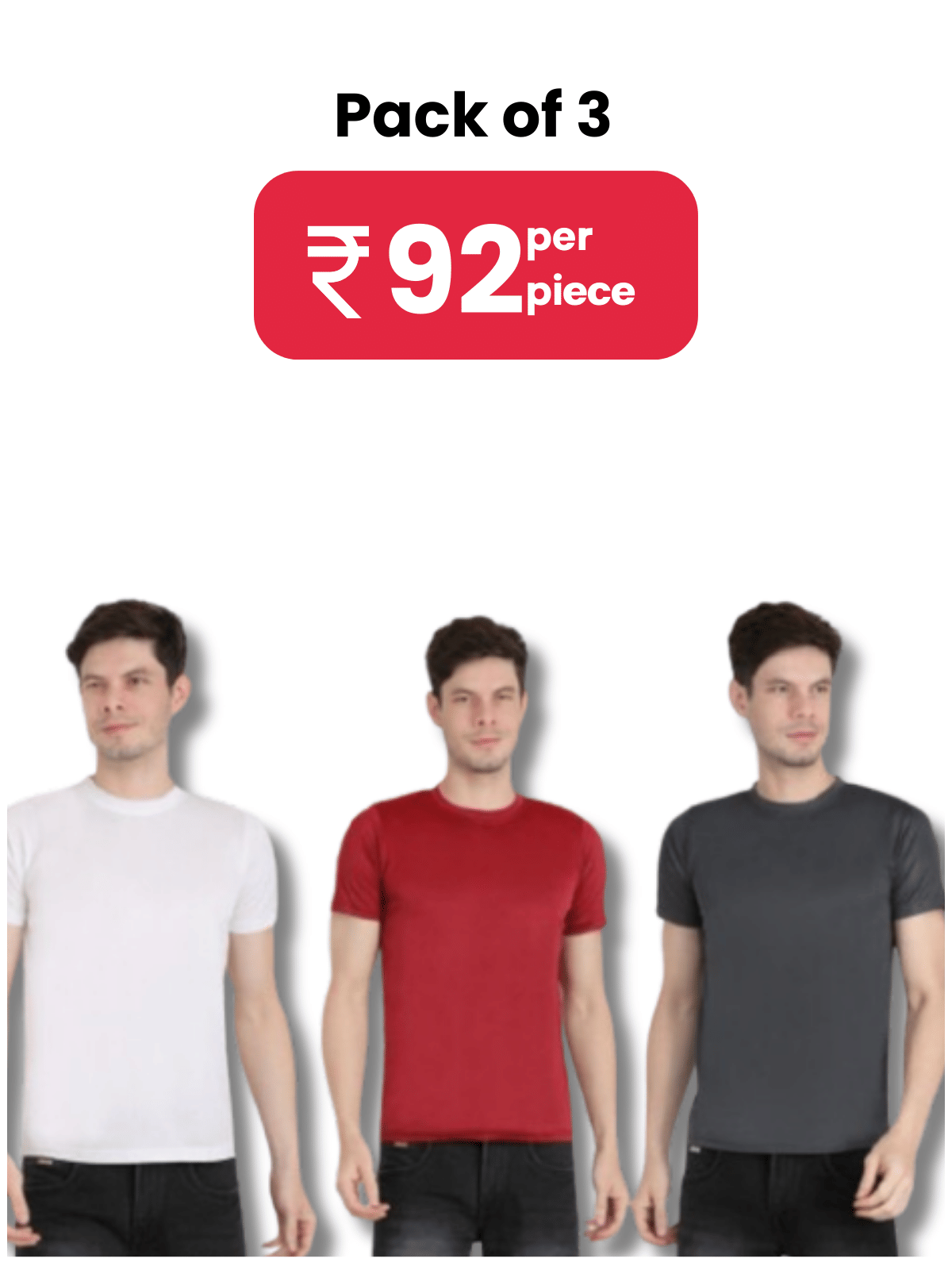 Ben Toi Pack of 3 Polyester Regular Fit Men's T-Shirt ( Black )