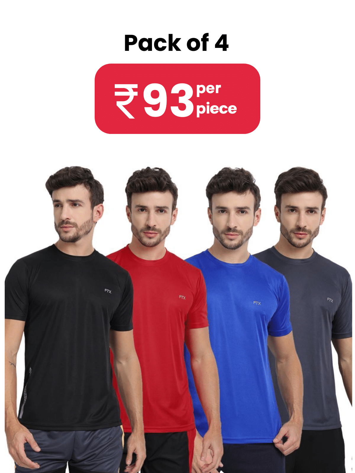     			FTX Pack of 4 Polyester Regular Fit Men's T-Shirt ( Multicolor9 )